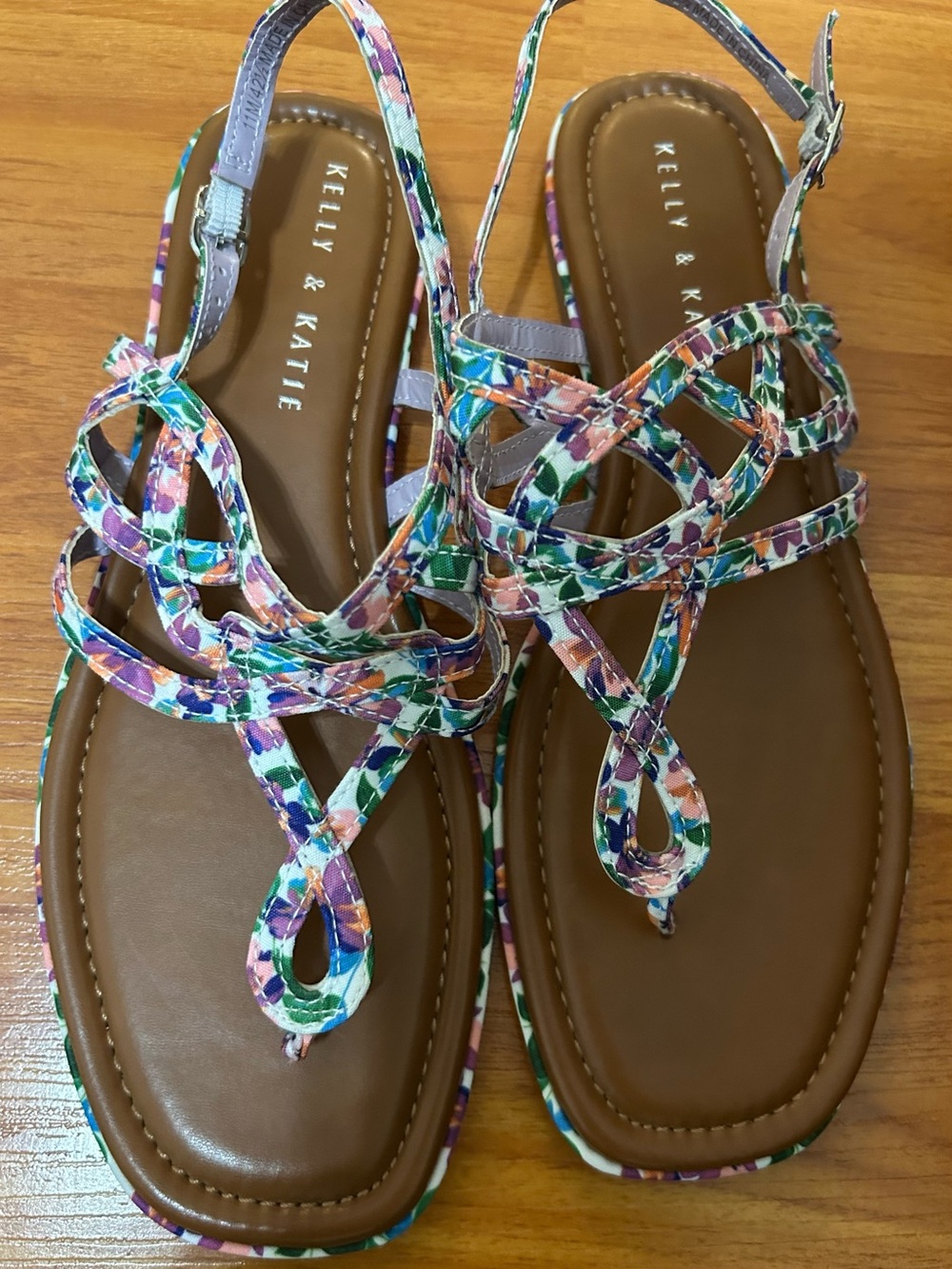 Kelly & Katie Multicolor Floral Strappy Flat Sandals